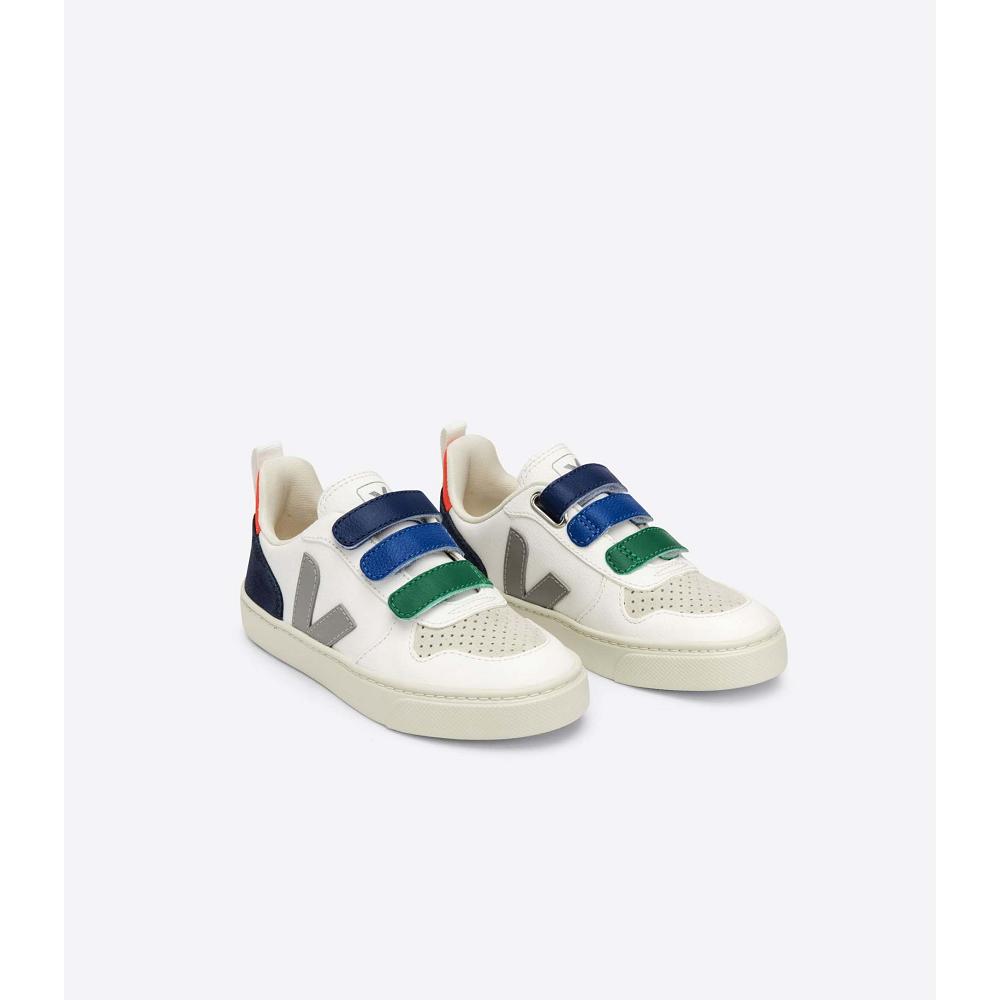 Veja V-10 CHROMEFREE Kids' Shoes White/Blue | NZ 742NWY